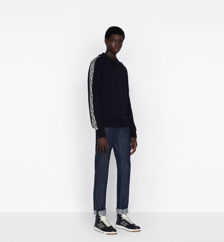 Sweater with Dior Oblique Inserts • Navy Blue Cotton Jersey