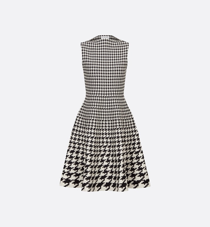Mid-Length Dress • Black and White Houndstooth Technical Cotton Jacquard