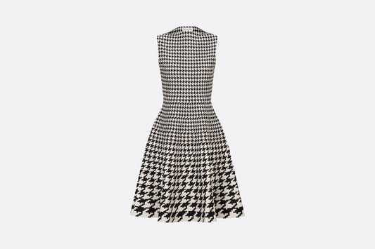 Mid-Length Dress • Black and White Houndstooth Technical Cotton Jacquard