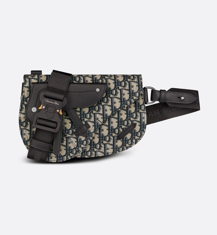 Saddle Pouch • Beige and Black Dior Oblique Jacquard