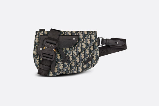 Saddle Pouch • Beige and Black Dior Oblique Jacquard
