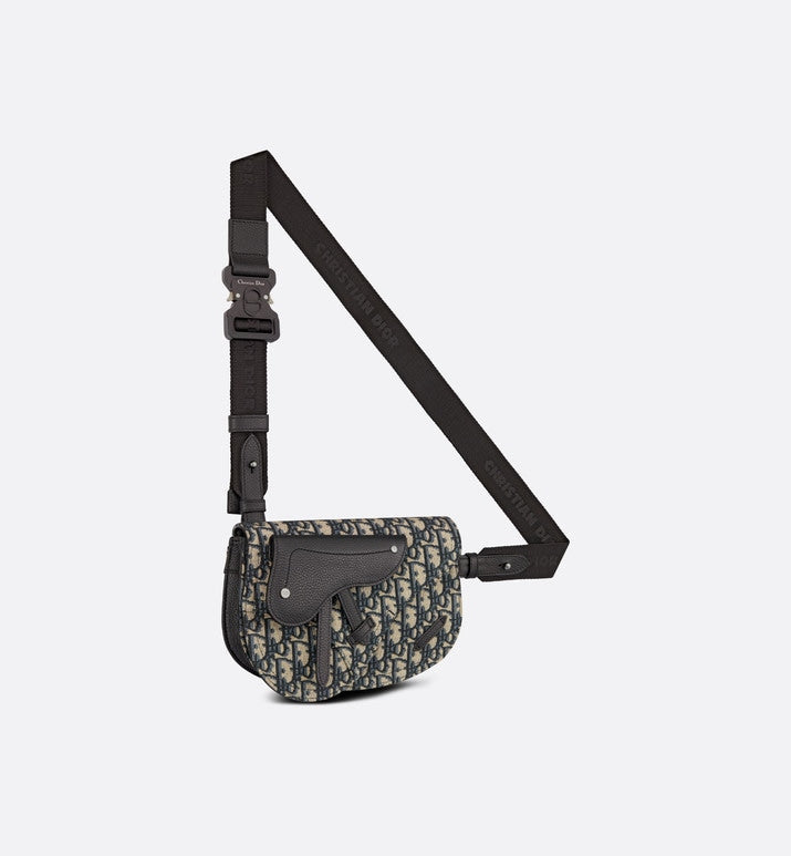 Saddle Pouch • Beige and Black Dior Oblique Jacquard