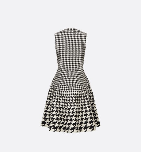 Mid-Length Dress • Black and White Houndstooth Technical Cotton Jacquard