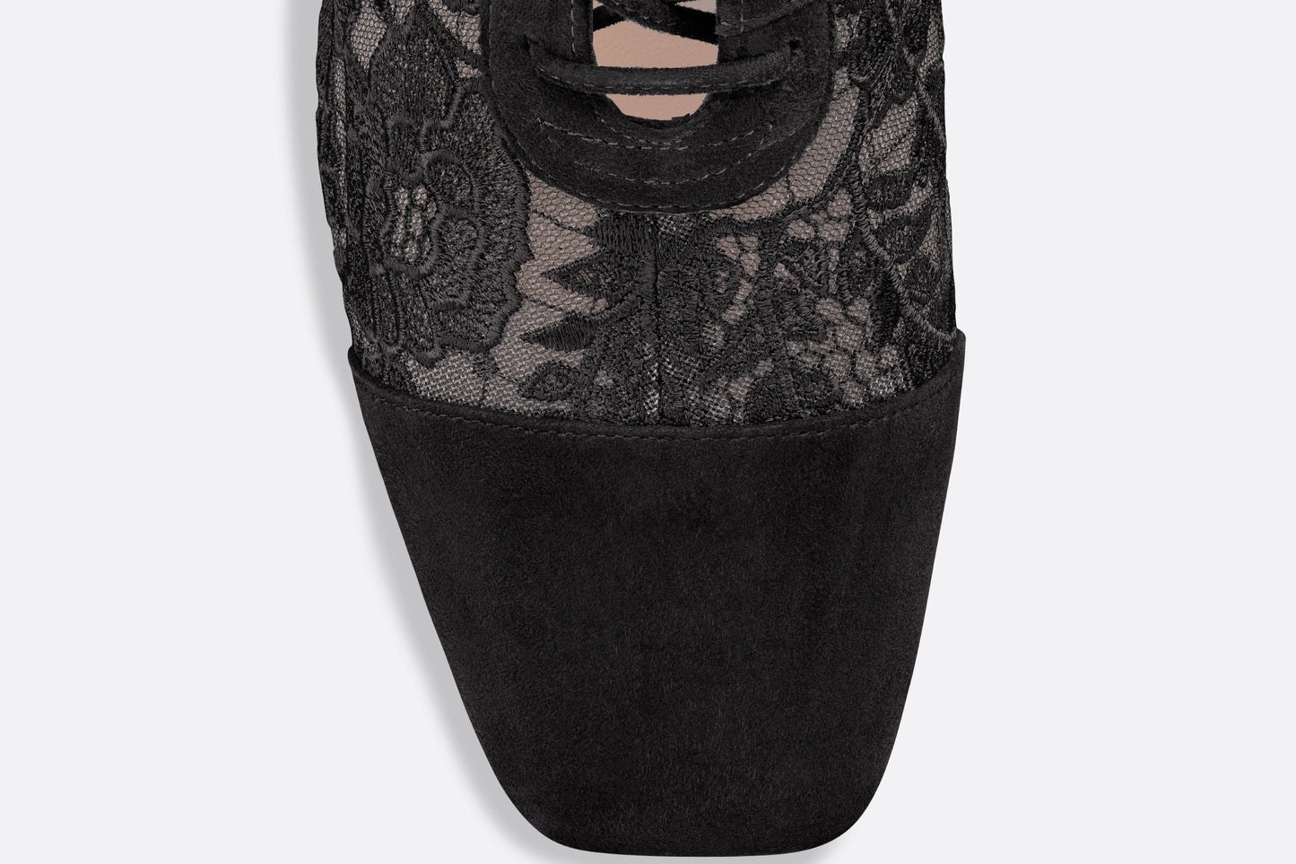 Naughtily-D Ankle Boot • Black Transparent Mesh and Suede Embroidered with Dior Roses Motif