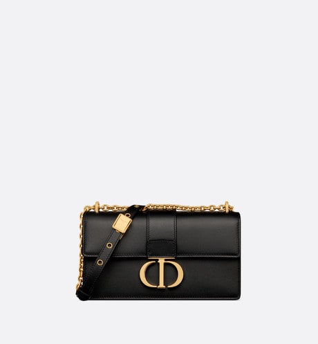 30 Montaigne East-West Bag with Chain • Black Calfskin