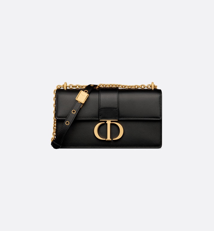 30 Montaigne East-West Bag with Chain • Black Calfskin