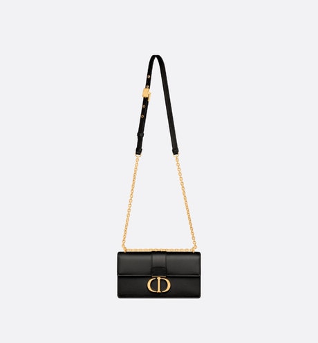 30 Montaigne East-West Bag with Chain • Black Calfskin