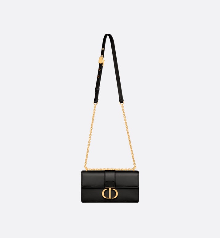 30 Montaigne East-West Bag with Chain • Black Calfskin