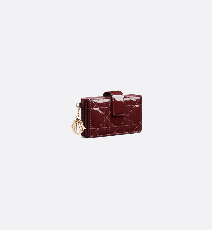 Lady Dior 5-Gusset Card Holder • Amaranth Patent Cannage Calfskin