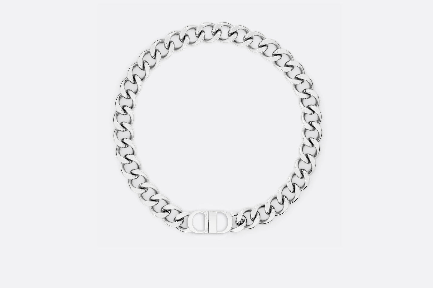 CD Icon Chain Link Necklace • Silver-Finish Brass