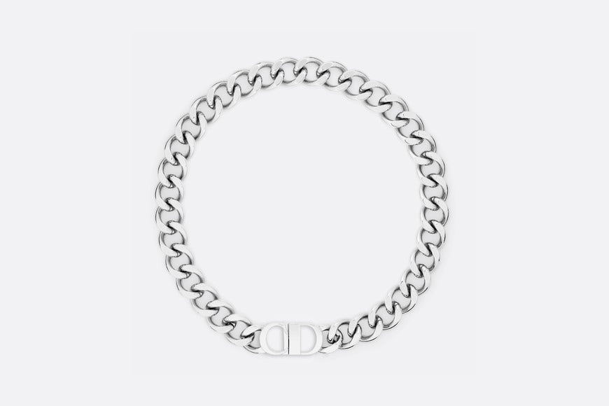 CD Icon Chain Link Necklace • Silver-Finish Brass