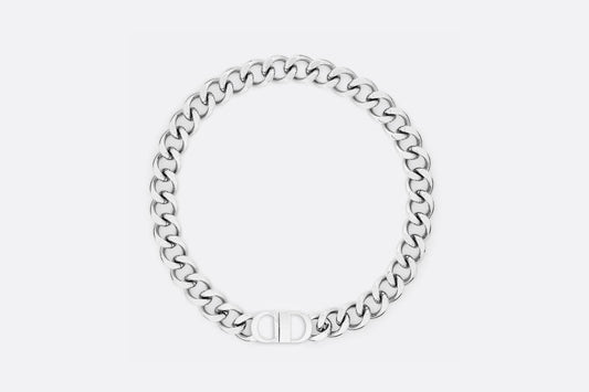 CD Icon Chain Link Necklace • Silver-Finish Brass