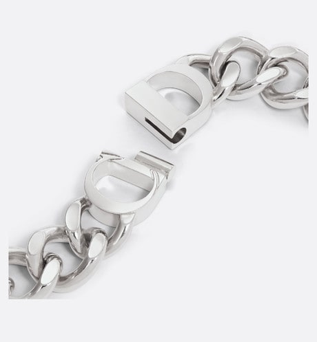 CD Icon Chain Link Necklace • Silver-Finish Brass