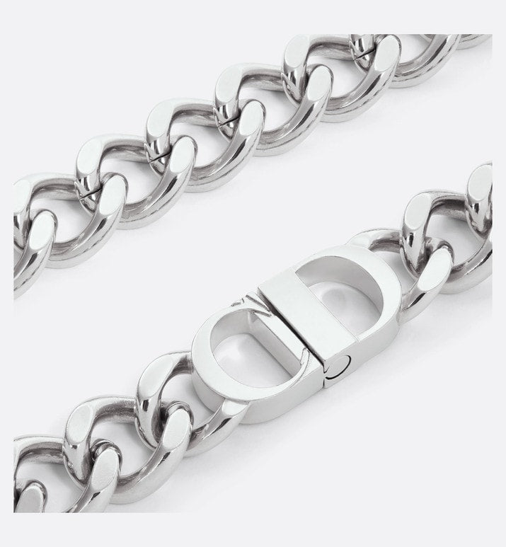 CD Icon Chain Link Necklace • Silver-Finish Brass