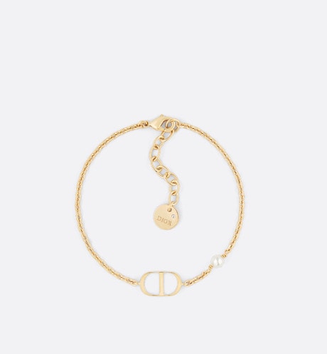 Petit CD Bracelet • Gold-Finish Metal with a White Resin Pearl