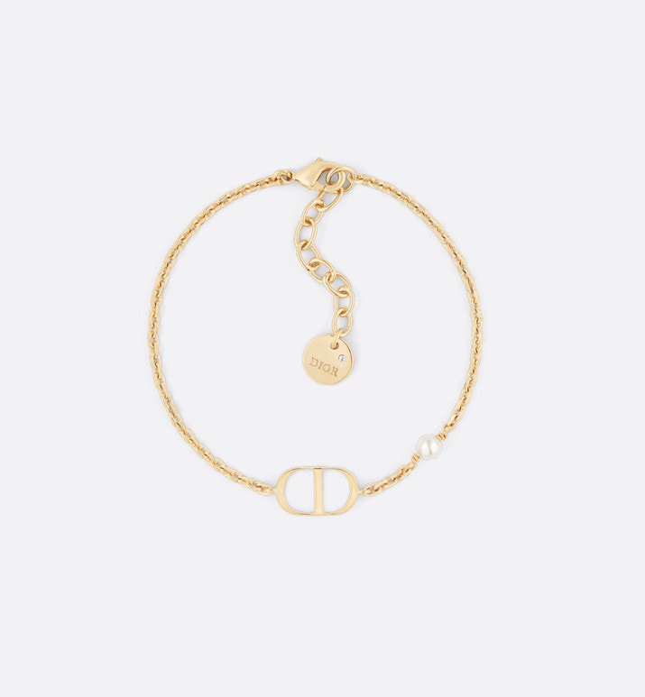 Petit CD Bracelet • Gold-Finish Metal with a White Resin Pearl