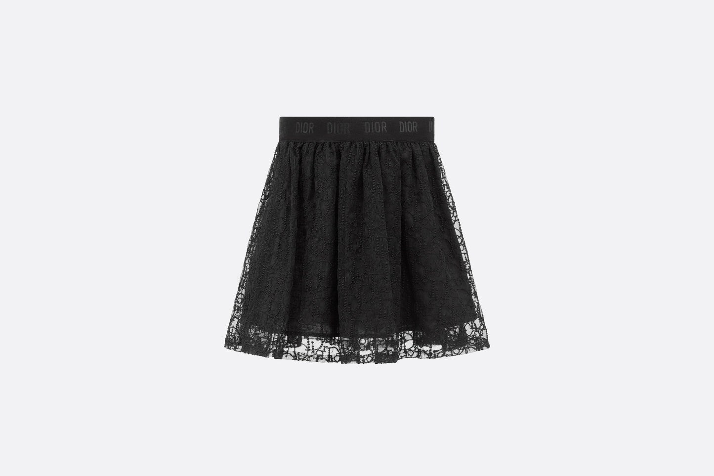 Kid's Flared Skirt • Black Embroidered Tulle with Dior Oblique Pearl Motif