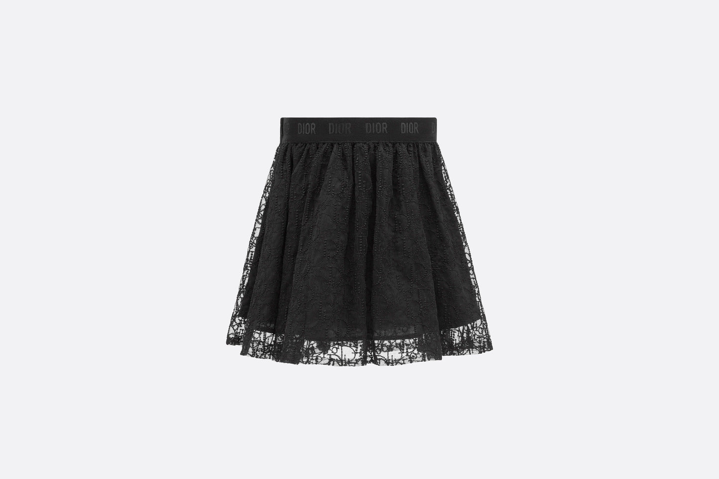Kid's Flared Skirt • Black Embroidered Tulle with Dior Oblique Pearl Motif