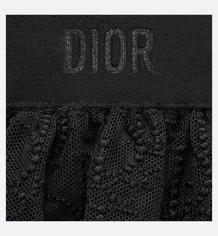 Kid's Flared Skirt • Black Embroidered Tulle with Dior Oblique Pearl Motif