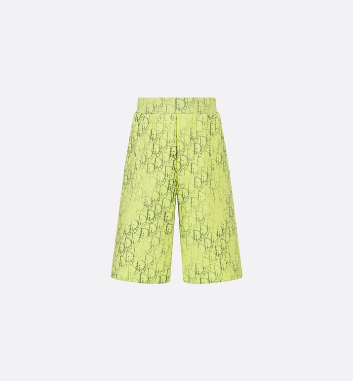Kid's Track Shorts • Anise Green Cotton Fleece with Gray Dior Oblique Pearl Motif
