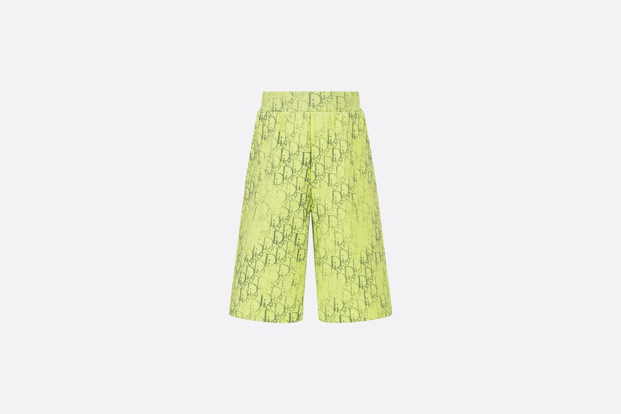 Kid's Track Shorts • Anise Green Cotton Fleece with Gray Dior Oblique Pearl Motif