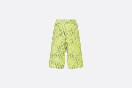 Kid's Track Shorts • Anise Green Cotton Fleece with Gray Dior Oblique Pearl Motif
