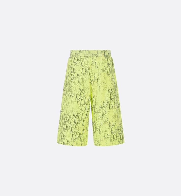 Kid's Track Shorts • Anise Green Cotton Fleece with Gray Dior Oblique Pearl Motif