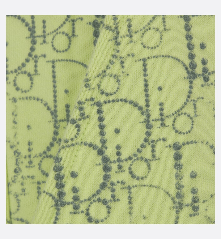 Kid's Track Shorts • Anise Green Cotton Fleece with Gray Dior Oblique Pearl Motif