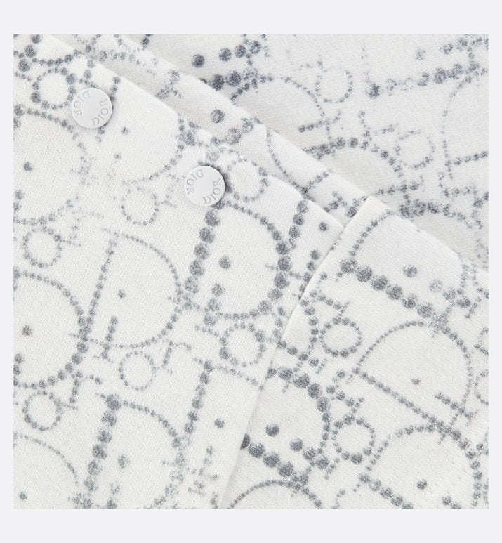 Baby T-Shirt • Ivory Cotton Jersey with Silver-Tone Dior Oblique Pearl Motif