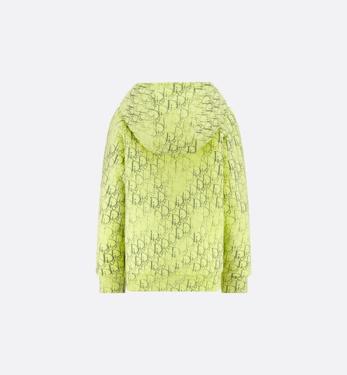 Kid's Hooded Sweatshirt • Anise Green Cotton Fleece with Gray Dior Oblique Pearl Motif