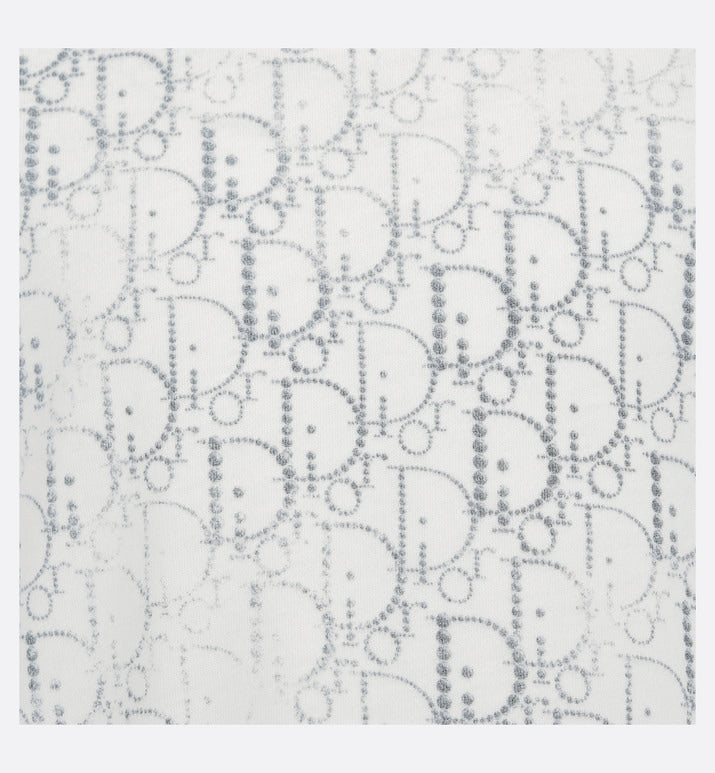 Kid's T-Shirt • Ivory Cotton Jersey with Silver-Tone Dior Oblique Pearl Motif