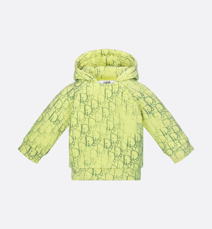 Baby Hooded Sweatshirt • Anise Green Cotton Fleece with Gray Dior Oblique Pearl Motif