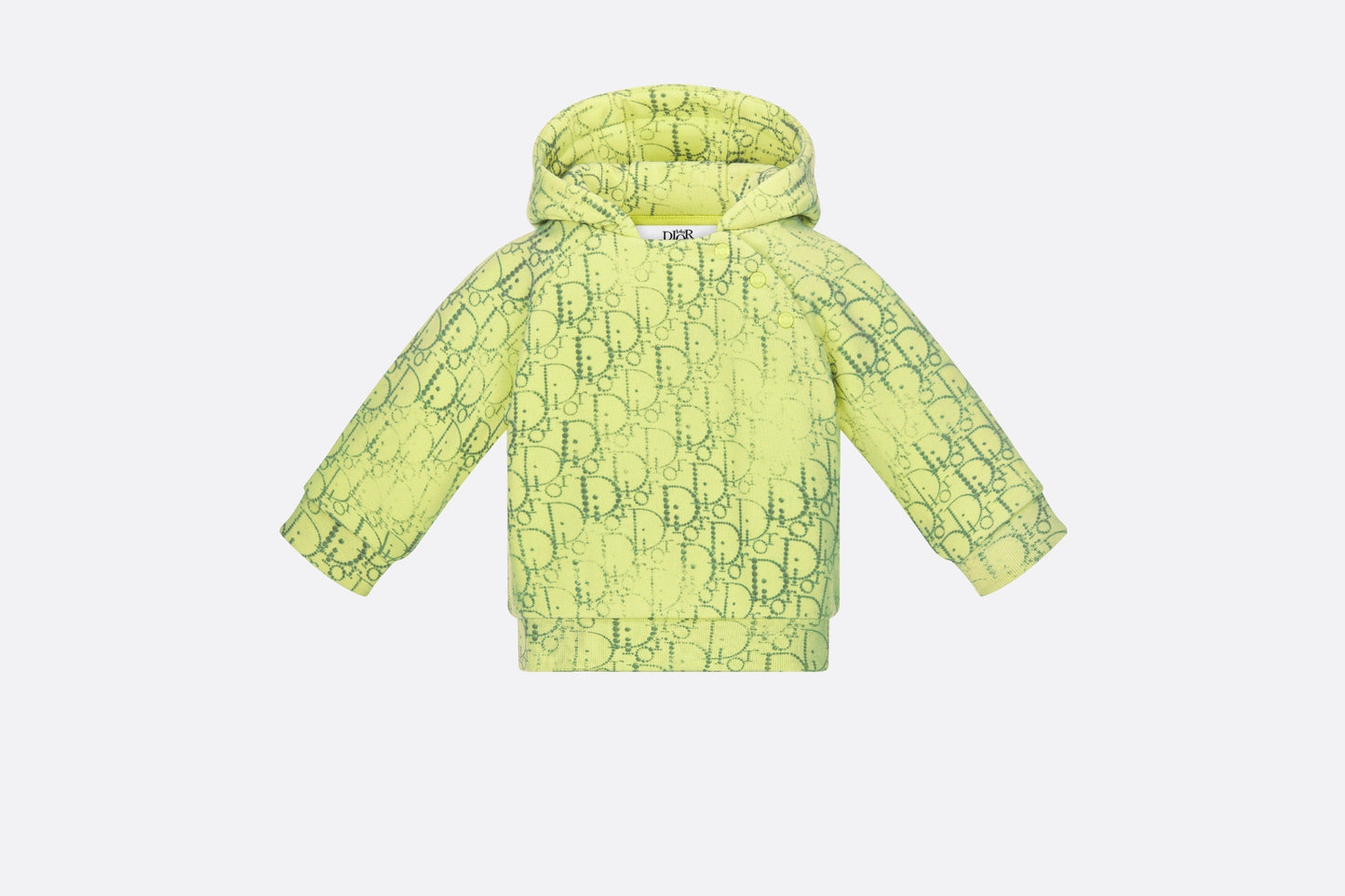 Baby Hooded Sweatshirt • Anise Green Cotton Fleece with Gray Dior Oblique Pearl Motif