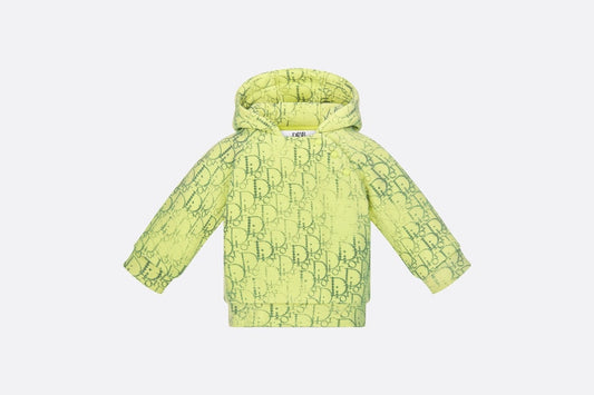 Baby Hooded Sweatshirt • Anise Green Cotton Fleece with Gray Dior Oblique Pearl Motif