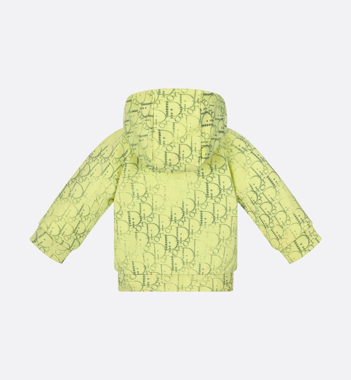 Baby Hooded Sweatshirt • Anise Green Cotton Fleece with Gray Dior Oblique Pearl Motif
