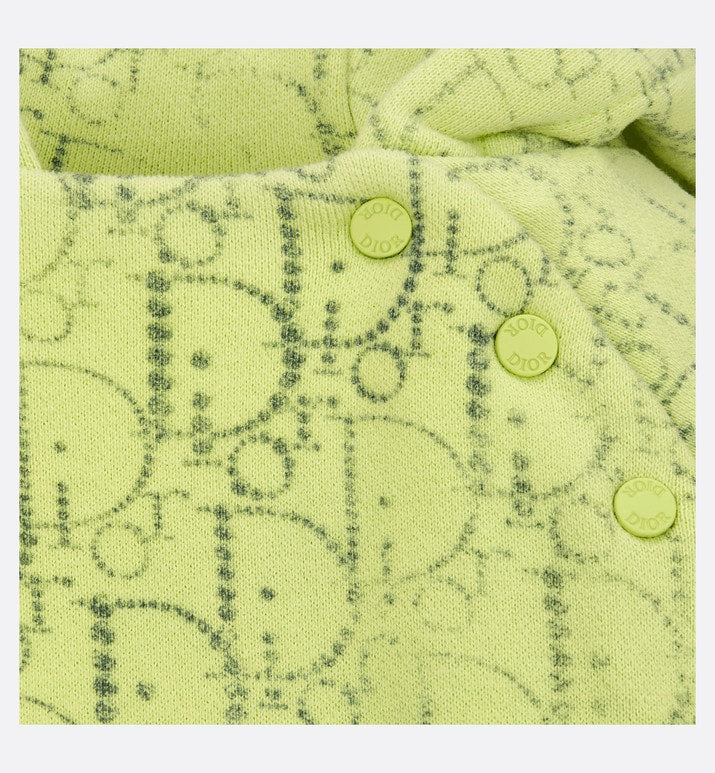 Baby Hooded Sweatshirt • Anise Green Cotton Fleece with Gray Dior Oblique Pearl Motif