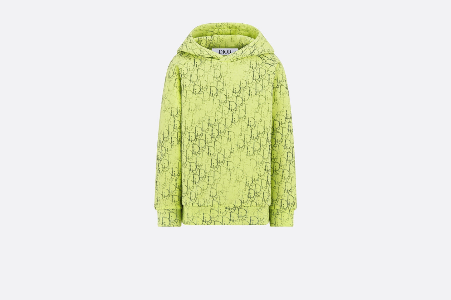 Kid's Hooded Sweatshirt • Anise Green Cotton Fleece with Gray Dior Oblique Pearl Motif