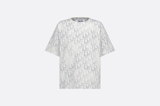 Kid's T-Shirt • Ivory Cotton Jersey with Silver-Tone Dior Oblique Pearl Motif