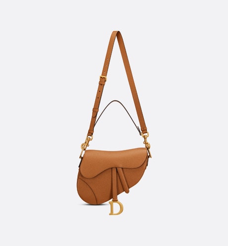 Saddle Bag with Strap • Golden Saddle Grained Calfskin