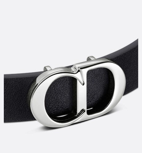 CD Icon Leather Bracelet • Black Calfskin and Silver-Finish Brass