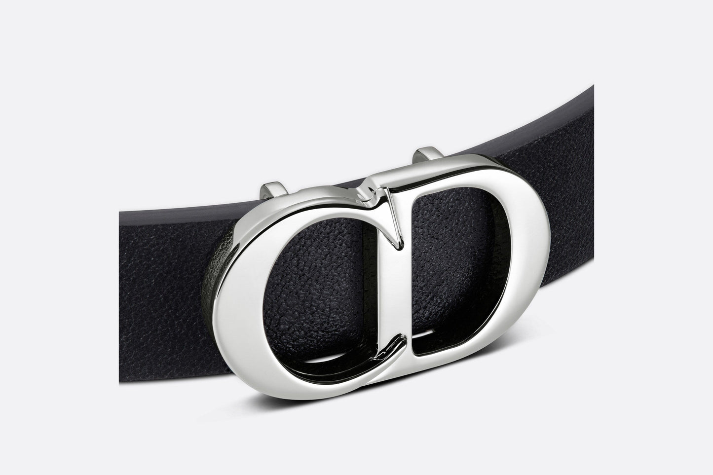 CD Icon Leather Bracelet • Black Calfskin and Silver-Finish Brass