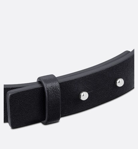 CD Icon Leather Bracelet • Black Calfskin and Silver-Finish Brass