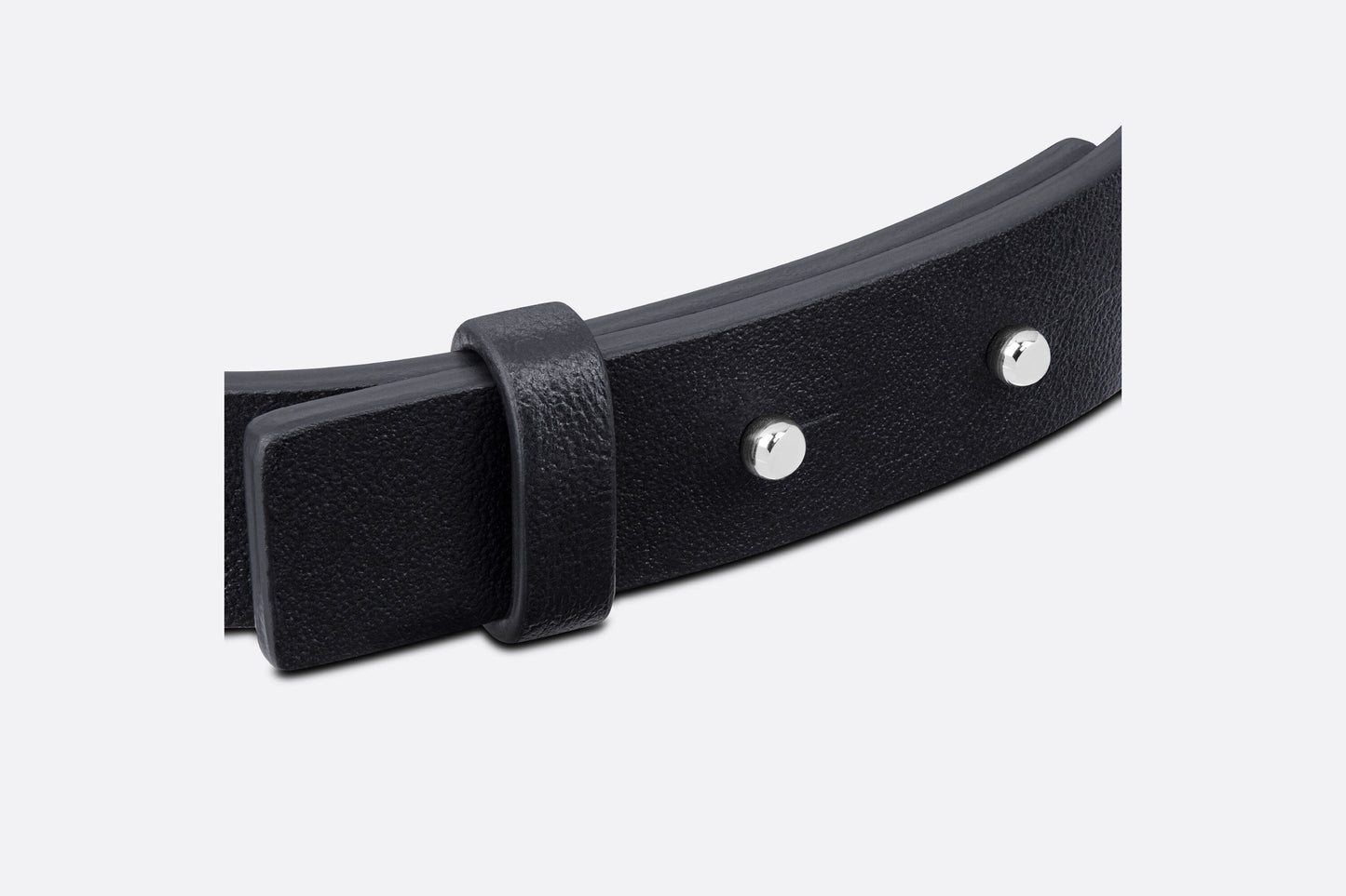 CD Icon Leather Bracelet • Black Calfskin and Silver-Finish Brass