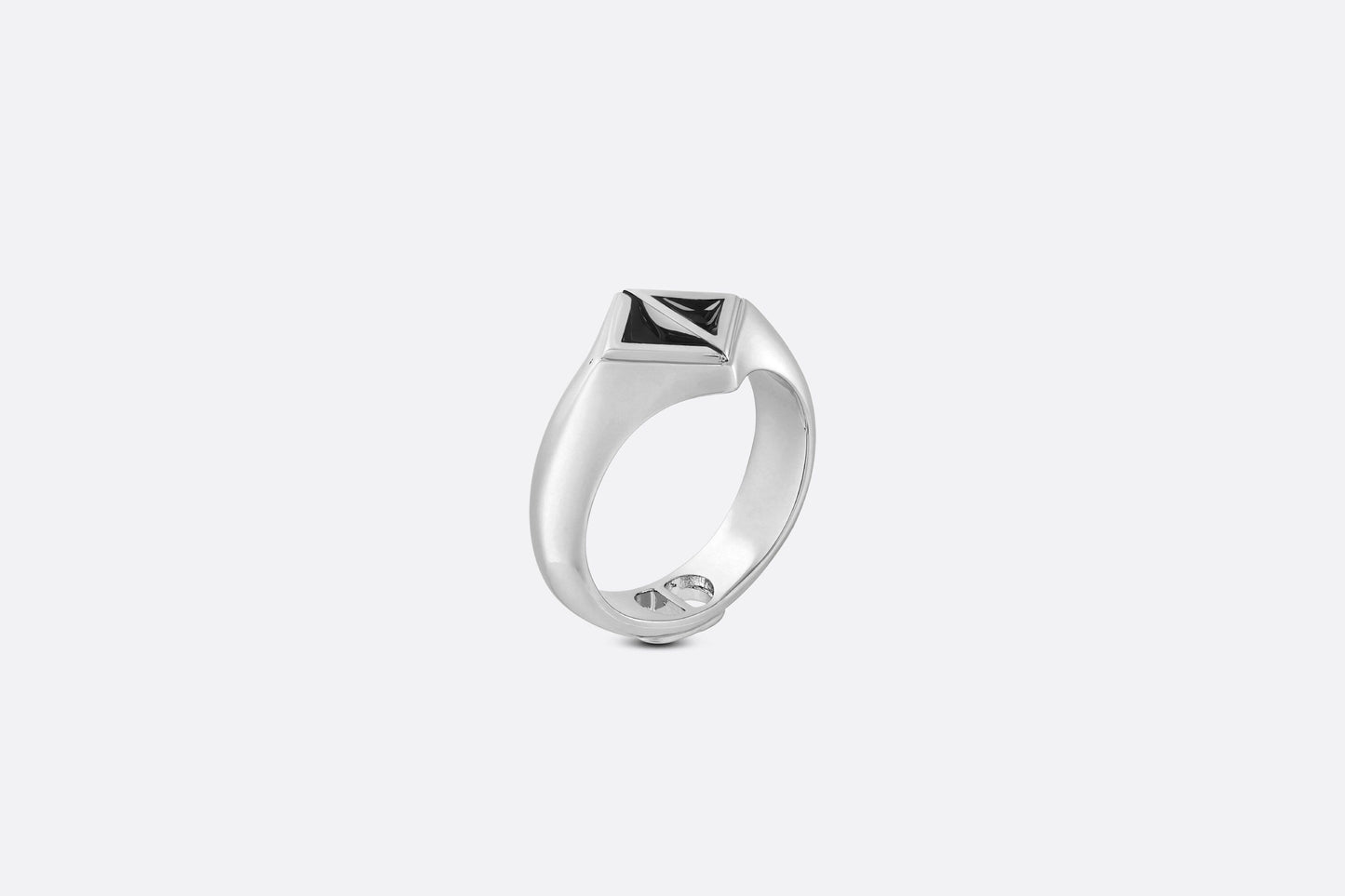 CD Diamond Ring • Silver-Finish Brass and Black Resin