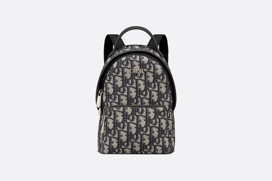 Kid's Mini Rider Backpack • Beige and Blue Dior Oblique Jacquard