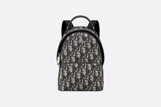 Kid's Mini Rider Backpack • Beige and Blue Dior Oblique Jacquard