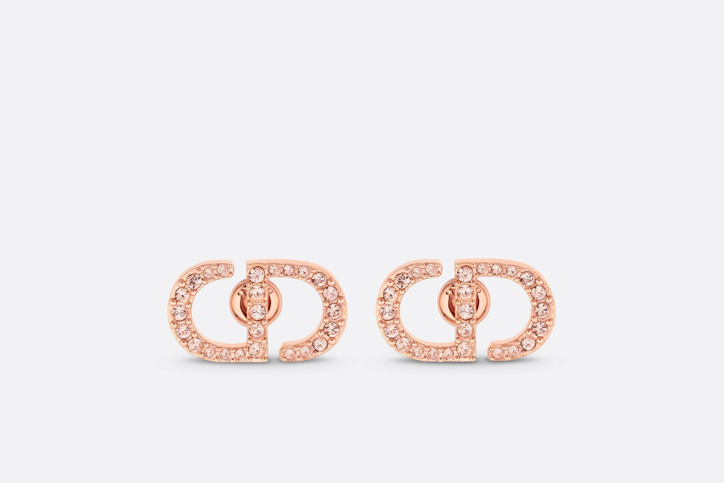 Petit CD Stud Earrings • Pink-Finish Metal and Pink Crystals