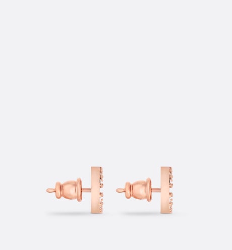 Petit CD Stud Earrings • Pink-Finish Metal and Pink Crystals