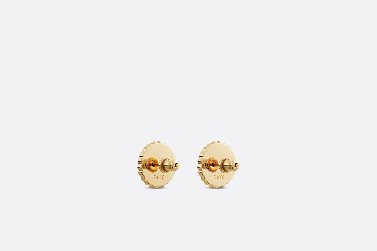 Petit CD Stud Earrings • Gold-Finish Metal and White Resin Pearls with Black Glass