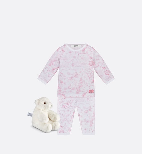 Newborn Gift Set • Ivory Cotton Jersey Printed with Pale Pink Toile de Jouy